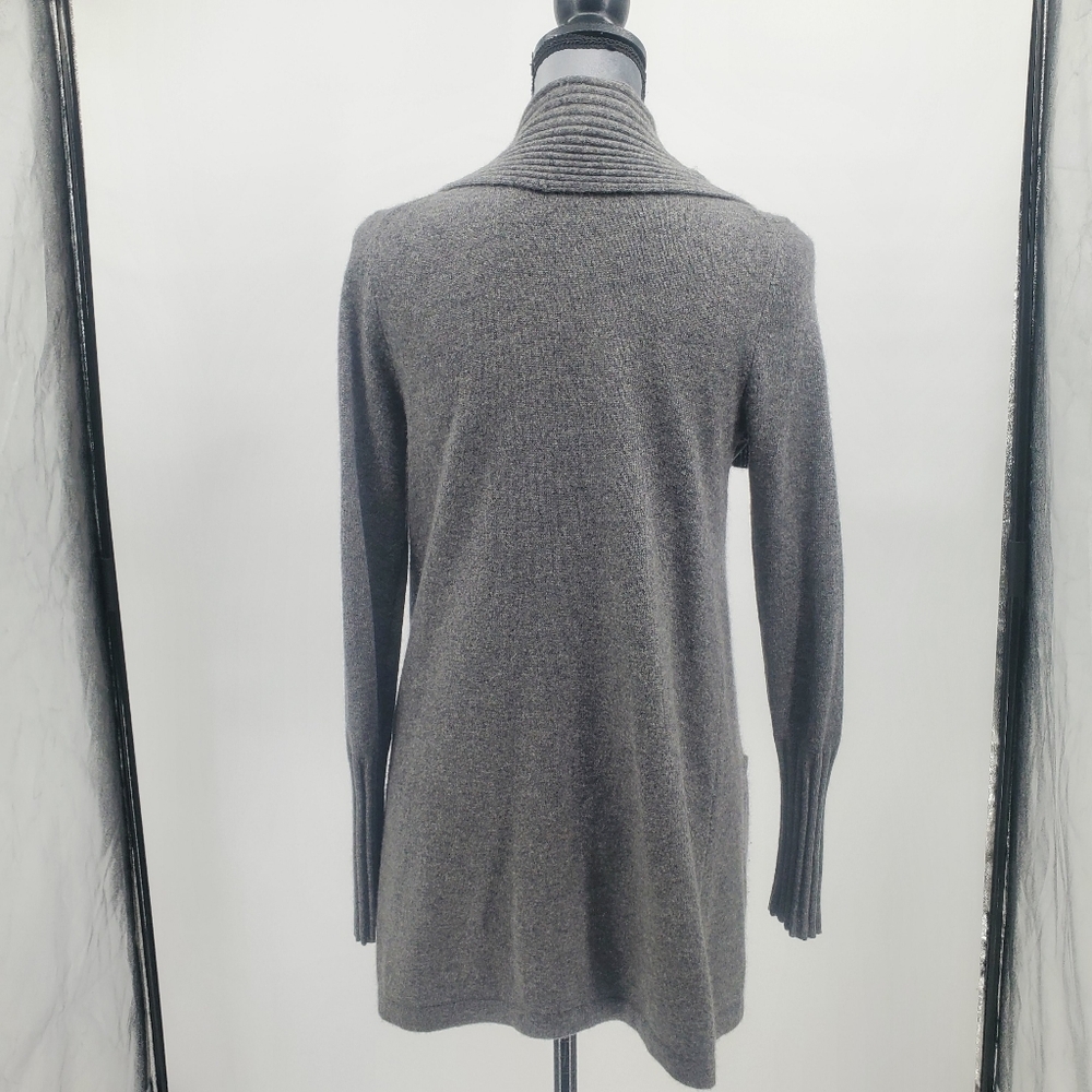♡ Scoop NYC Cashmere Gray Cardigan with Ribbed Shawl Collar Size Small - Picture 8 of 9
